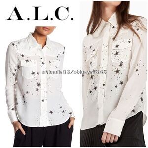 A.L.C “Arne” silk star print button down shirt 8